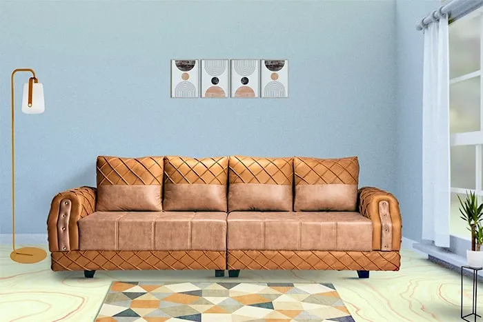 VIVDeal Andro Camel & Beige 4 Seater Sofa Set